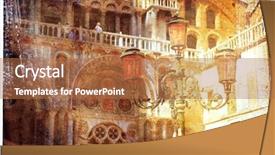  Presentation with venice - Slide set consisting of black-brown dachshund sit down on sunlight day background and a light gray colored foreground