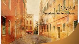  Presentation with venice - Presentation theme consisting of photoalbum - views of venice in vintage background and a yellow colored foreground