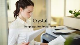  Presentation with busy - Presentation theme with photocopy - busy banker or agent reading background and a soft green colored foreground