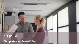  Presentation with modern - Slide deck consisting of photocopy - happy business people group background and a gray colored foreground