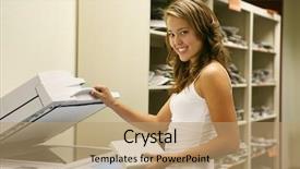  Presentation with library - Presentation theme with photocopy - student in the school library background and a coral colored foreground