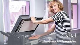  Presentation with university library - Slide deck having photocopy - student photocopying his book background and a gray colored foreground