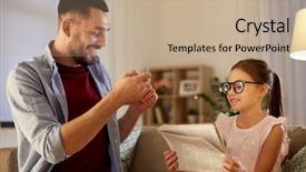  Presentation with technology - Audience pleasing slide deck consisting of photograph - family technology and people concept backdrop and a coral colored foreground