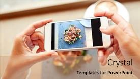  Presentation with food technology - Slide deck having photograph - food culinary technology and people background and a coral colored foreground