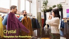  Presentation with camera film - Audience pleasing slides consisting of photograph - sale shopping fashion and people backdrop and a tawny brown colored foreground