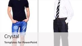  Presentation with photograph - PPT theme having photograph depicts a young man background and a white colored foreground