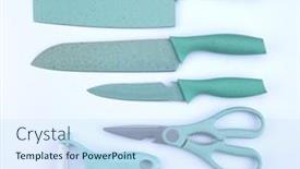  Presentation with photograph - Slide deck featuring photograph-of-a-set background and a sky blue colored foreground