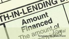  Presentation with truth - Colorful slides enhanced with photograph-of-amount-financed-macro backdrop and a soft green colored foreground