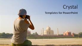  Presentation with taj mahal - Presentation having photographer at taj mahal background and a light blue colored foreground