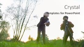  Presentation with landscape - Slide deck featuring photographer-couple-with-camera background and a cream colored foreground