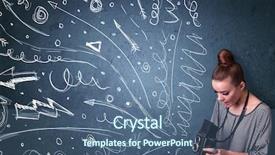  Presentation with doodles - Presentation design featuring photographer girl shooting images while energetic hand drawn lines and doodles come out of the camera background and a ocean colored foreground