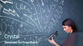 Presentation with doodles - Colorful presentation enhanced with photographer girl shooting images while energetic hand drawn lines and doodles come out of the camera backdrop and a ocean colored foreground