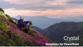  Presentation with purple spring - Presentation having photographer-in-the-spring-forest background and a dark gray colored foreground