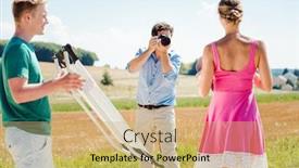  Presentation with working - Theme with photographer-model-and-assistant-working background and a yellow colored foreground