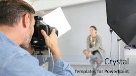  Presentation with shooting - Audience pleasing slides consisting of photographer on a shooting day backdrop and a light blue colored foreground