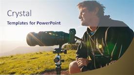  Presentation with green mountains - Slide deck enhanced with photographer-on-the-hill-young background and a sky blue colored foreground