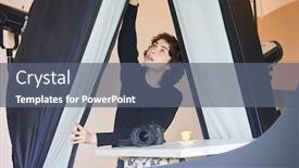  Presentation with photo - Presentation featuring photographer-prepares-photo-shoot background and a gray colored foreground