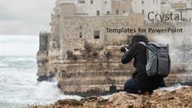  Presentation with stormy sea - Slide deck featuring photographer-taking-picture background and a light gray colored foreground