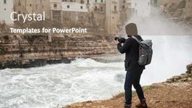  Presentation with stormy sea - Cool new theme with photographer-taking-picture backdrop and a coral colored foreground