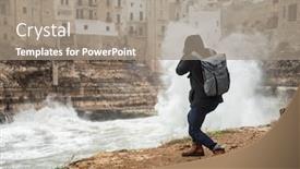  Presentation with stormy sea - PPT theme having photographer-taking-picture background and a coral colored foreground