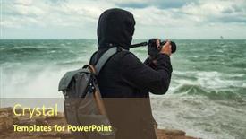  Presentation with stormy sea - Cool new PPT layouts with photographer-taking-picture backdrop and a tawny brown colored foreground