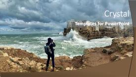  Presentation with stormy sea - Audience pleasing presentation design consisting of photographer-taking-picture backdrop and a light blue colored foreground