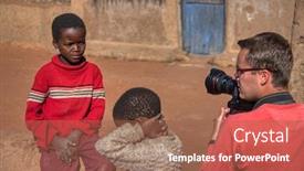  Presentation with village - Presentation theme with photographer-taking-pictures background and a coral colored foreground