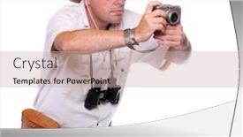  Presentation with safari - Amazing slide deck having photographer-with-camera-dressed backdrop and a soft green colored foreground