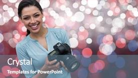  Presentation with pink blue - Presentation theme consisting of photographer with camera on hands background and a seafoam green colored foreground