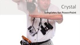  Presentation with cameras - Slide deck featuring photographer-with-cameras-dressed background and a light gray colored foreground