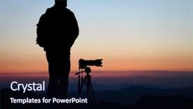  Presentation with camera - Colorful PPT theme enhanced with silhouette of a photographer with his camera on a hilltop backdrop and a wine colored foreground