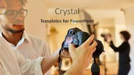  Presentation with photo display - Colorful presentation enhanced with photographers-inspect-camera-display backdrop and a coral colored foreground