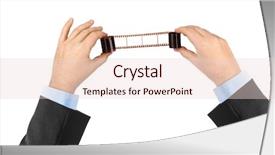  Presentation with film - Cool new PPT theme with photographic film in hands isolated backdrop and a  colored foreground