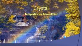  Presentation with rainbow - Amazing PPT theme having photographing-rainbow backdrop and a tawny brown colored foreground