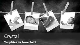  Presentation with hanging rope pictures white - PPT theme featuring photographs hanging on a rope background and a  colored foreground