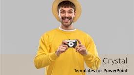  Presentation with camera film - Presentation theme consisting of photography-and-people-concept-happy background and a yellow colored foreground