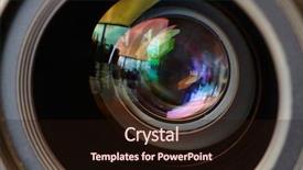  Presentation with optical lens - Beautiful presentation theme featuring photography camera shutter - photographic lens backdrop and a wine colored foreground