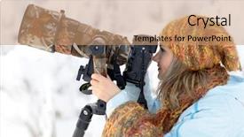  Presentation with winter - Audience pleasing theme consisting of photography camera shutter - professional photographer outdoor in winter backdrop and a coral colored foreground