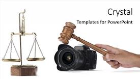  Presentation with scales of justice - Slide set consisting of photography contest - scales of justice background and a  colored foreground