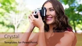  Presentation with camera film - Beautiful PPT theme featuring photography-leisure-and-people-concept backdrop and a red colored foreground