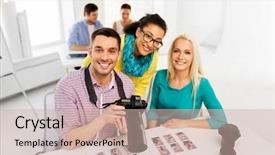  Presentation with creative - Colorful slide set enhanced with photography model agency and creative backdrop and a soft green colored foreground