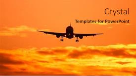 Presentation with jet plane - Audience pleasing slide set consisting of photography of a jet air plane in sunset sky backdrop and a gray colored foreground