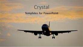  Presentation with air plane - PPT theme having airplane - photography of a jet air background and a coral colored foreground