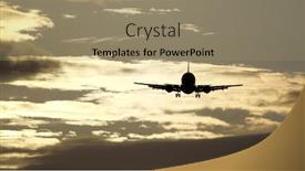  Presentation with jet plane - Audience pleasing PPT theme consisting of photography of a jet air plane in sunset sky backdrop and a coral colored foreground