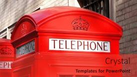  Presentation with old london - Theme featuring photography of a old red phone box in london background and a red colored foreground