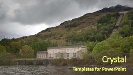  Presentation with water plant - Amazing slide deck having photography of a water power backdrop and a  colored foreground