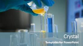  Presentation with laboratory chemical - Slide deck having photography of laboratory chemical tests background and a seafoam green colored foreground