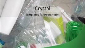  Presentation with pet - Slide deck with photography of utilized pet bottles background and a light gray colored foreground