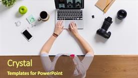  Presentation with technology - Slides featuring photography people and technology concept background and a tawny brown colored foreground