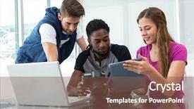  Presentation with business office desk - Slide set with  background and a  colored foreground